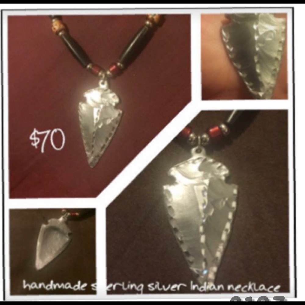 Handmade sterling silver spearhead necklace.